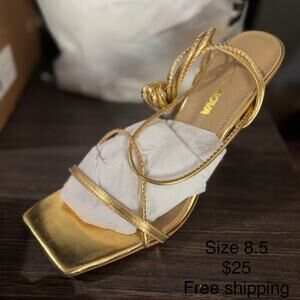 Fashion Nova Stylish Moment Strappy Heeled Sandals, Gold, US 8.5